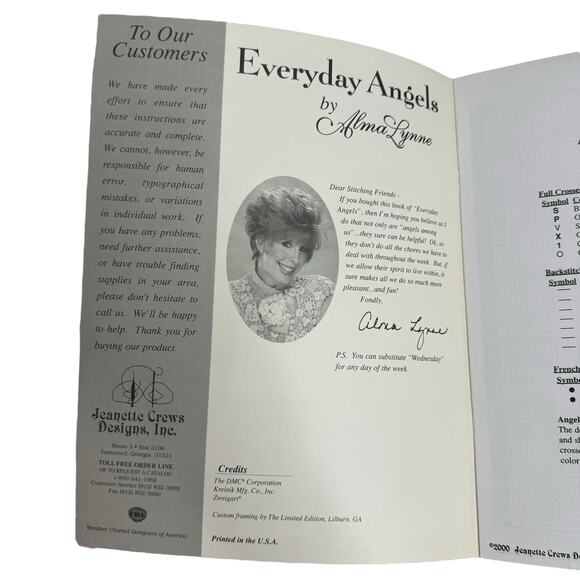 Vintage JEANETTE CREWS Cross Stitch Everyday Angels Alma Lynne Instruction Book - Picture 3 of 4